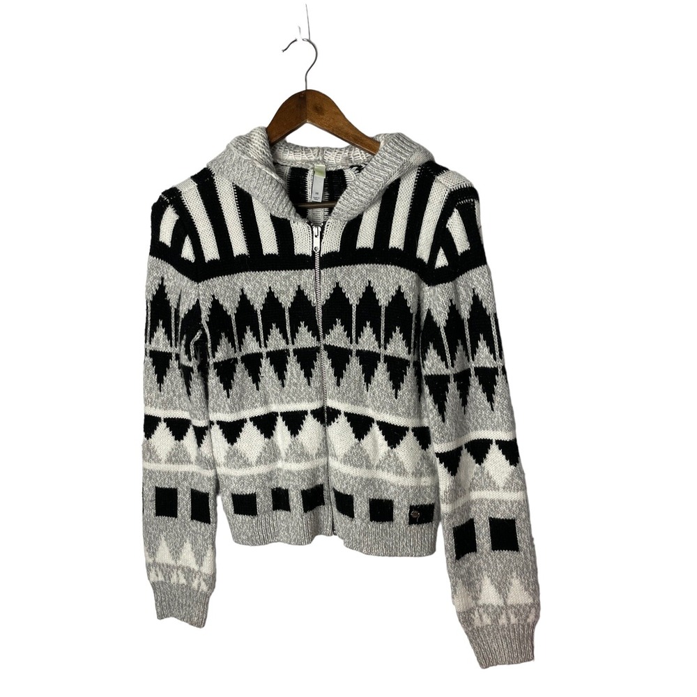 Adidas Neo Label Gray Black White Knit geometric‎ Style Sweater Women Sz XS